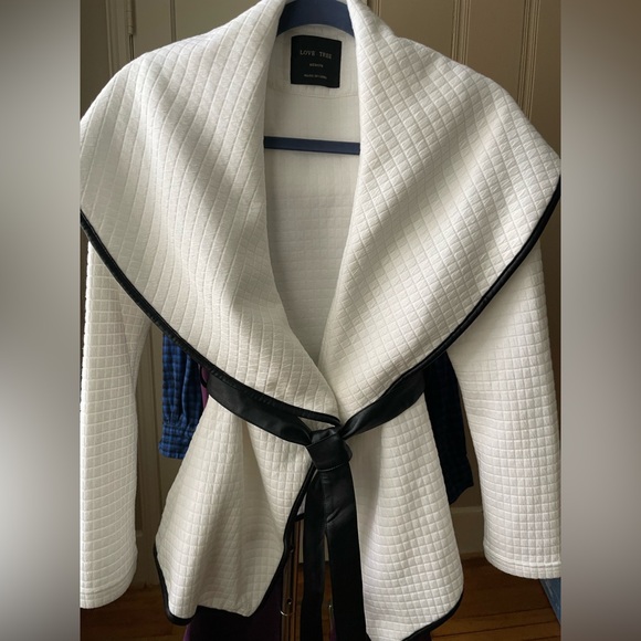 White Love Tree Jacket with faux leather belt - Picture 1 of 3